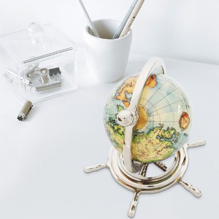 Vintiquewise Educational Decorative World Globe on Sailor Wheel for Office, Home, and School QI004397